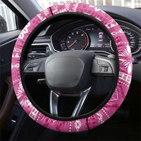 Fiji Masi All Pink Steering Wheel Cover Tapa Pattern - Polynesian Pride