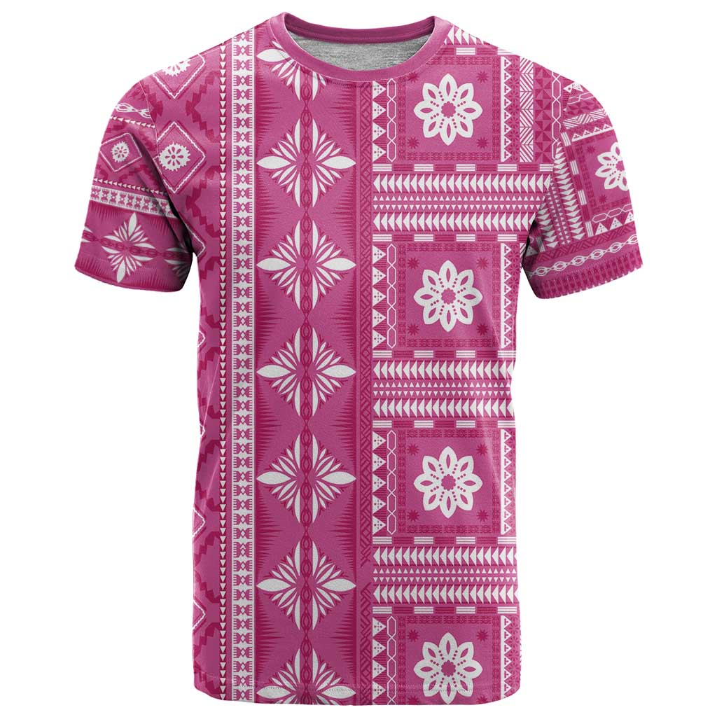 Fiji Masi All Pink T Shirt Tapa Pattern - Polynesian Pride