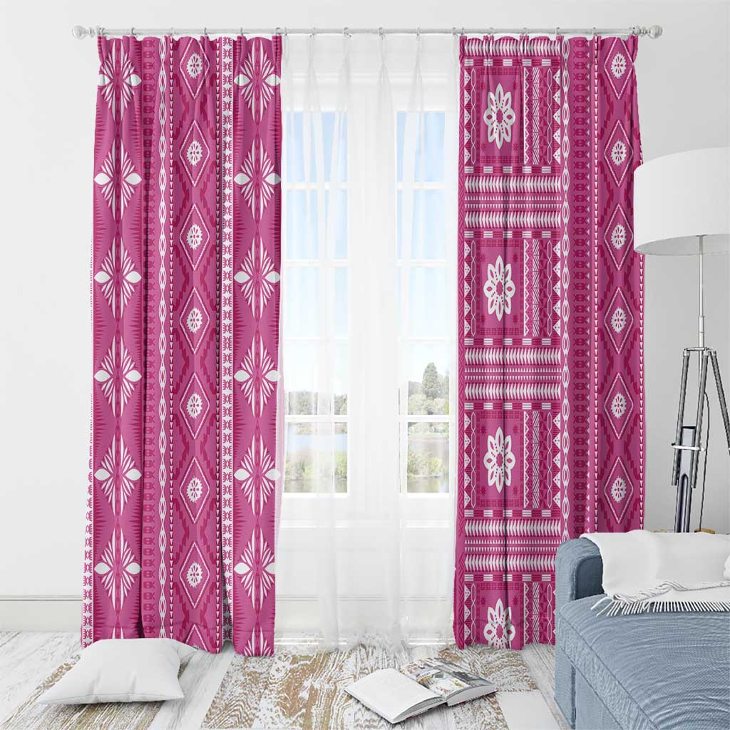 Fiji Masi All Pink Window Curtain Tapa Pattern - Polynesian Pride