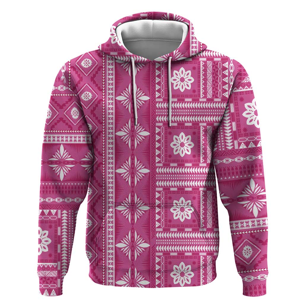 Fiji Masi All Pink Zip Hoodie Tapa Pattern - Polynesian Pride