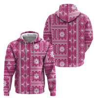 Fiji Masi All Pink Zip Hoodie Tapa Pattern - Polynesian Pride