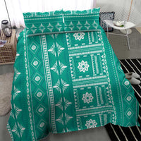 Fiji Masi All Teal Bedding Set Tapa Pattern - Polynesian Pride