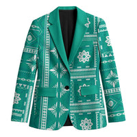 Fiji Masi All Teal Blazer Tapa Pattern - Polynesian Pride