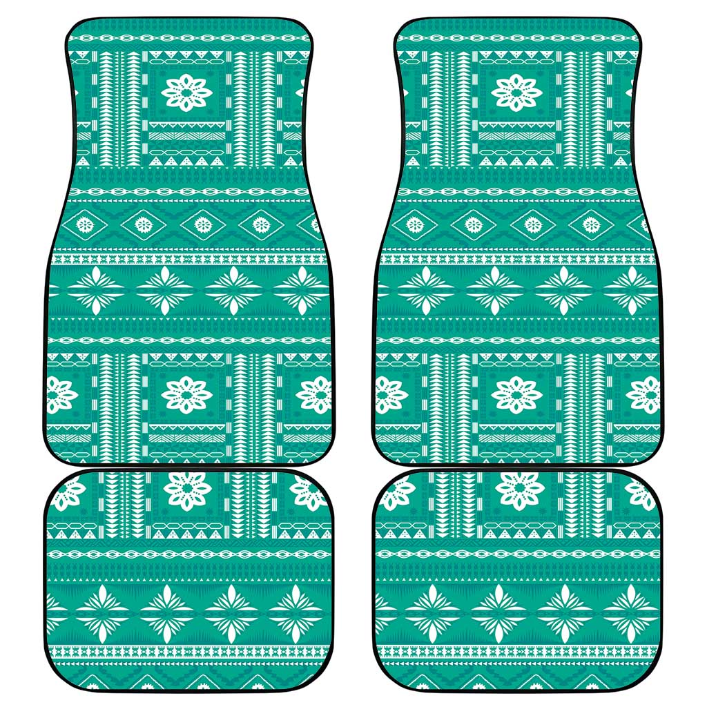 Fiji Masi All Teal Car Mats Tapa Pattern - Polynesian Pride