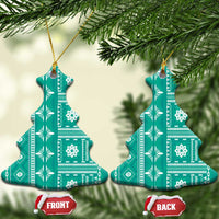 Fiji Masi All Teal Ceramic Ornament Tapa Pattern - Polynesian Pride