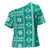 Fiji Masi All Teal Cross Shoulder Shirt Tapa Pattern - Polynesian Pride