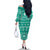 Fiji Masi All Teal Family Matching Off The Shoulder Long Sleeve Dress and Hawaiian Shirt Tapa Pattern - Polynesian Pride