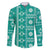 Fiji Masi All Teal Family Matching Off Shoulder Maxi Dress and Hawaiian Shirt Tapa Pattern - Polynesian Pride
