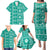 Fiji Masi All Teal Family Matching Puletasi and Hawaiian Shirt Tapa Pattern - Polynesian Pride