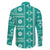 Fiji Masi All Teal Family Matching Tank Maxi Dress and Hawaiian Shirt Tapa Pattern - Polynesian Pride