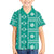 Fiji Masi All Teal Family Matching Tank Maxi Dress and Hawaiian Shirt Tapa Pattern - Polynesian Pride
