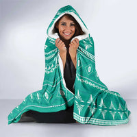 Fiji Masi All Teal Hooded Blanket Tapa Pattern - Polynesian Pride
