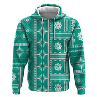 Fiji Masi All Teal Hoodie Tapa Pattern - Polynesian Pride