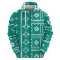 Fiji Masi All Teal Hoodie Tapa Pattern - Polynesian Pride
