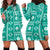 Fiji Masi All Teal Hoodie Dress Tapa Pattern - Polynesian Pride