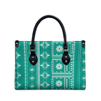 Fiji Masi All Teal Leather Bag Tapa Pattern - Polynesian Pride