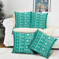 Fiji Masi All Teal Pillow Cover Tapa Pattern - Polynesian Pride