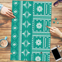 Fiji Masi All Teal Puzzle Tapa Pattern - Polynesian Pride