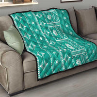 Fiji Masi All Teal Quilt Tapa Pattern - Polynesian Pride