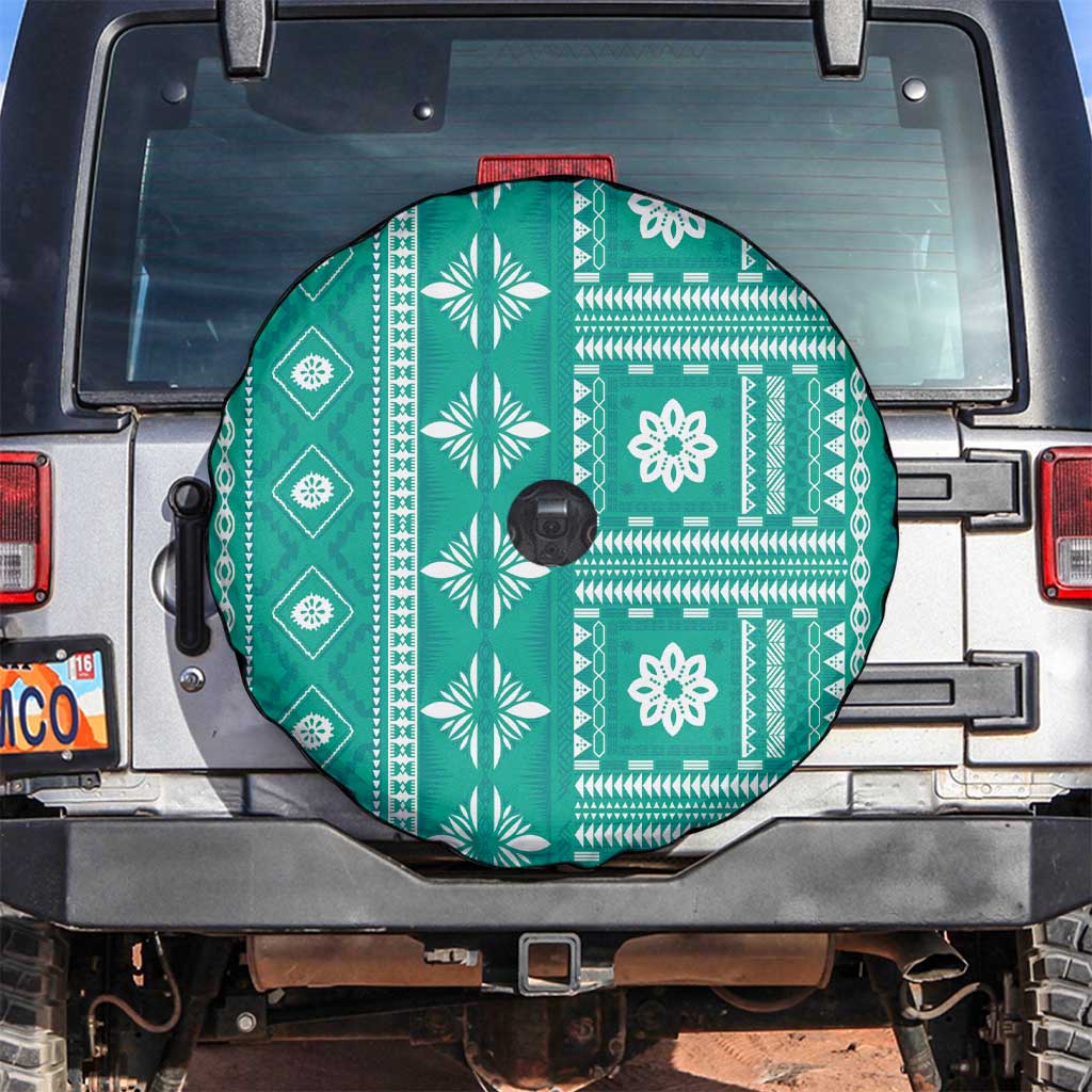 Fiji Masi All Teal Spare Tire Cover Tapa Pattern - Polynesian Pride