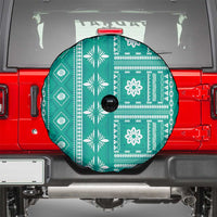Fiji Masi All Teal Spare Tire Cover Tapa Pattern - Polynesian Pride