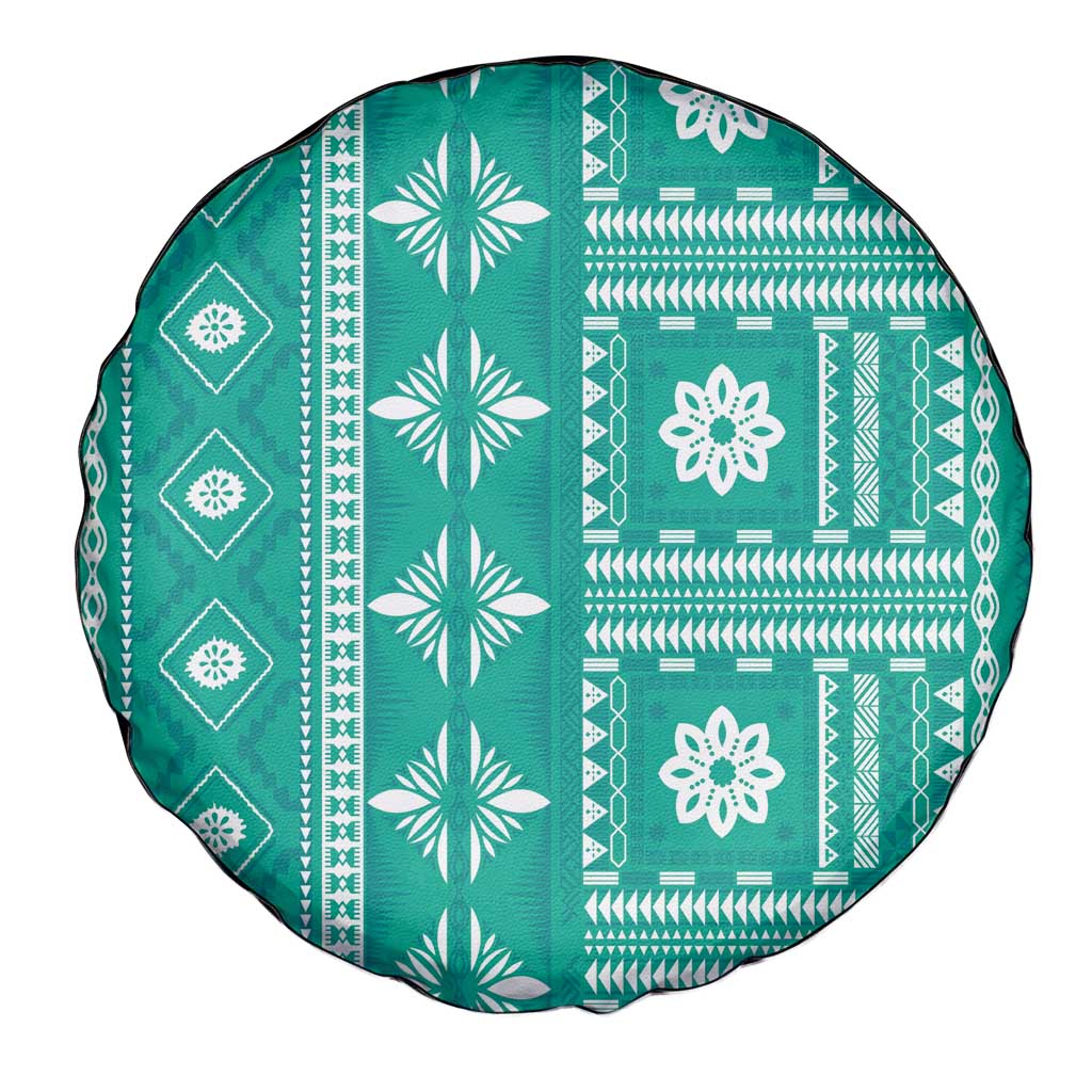 Fiji Masi All Teal Spare Tire Cover Tapa Pattern - Polynesian Pride