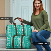 Fiji Masi All Teal Travel Bag Tapa Pattern - Polynesian Pride