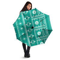 Fiji Masi All Teal Umbrella Tapa Pattern - Polynesian Pride