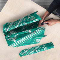 Fiji Masi All Teal Umbrella Tapa Pattern - Polynesian Pride