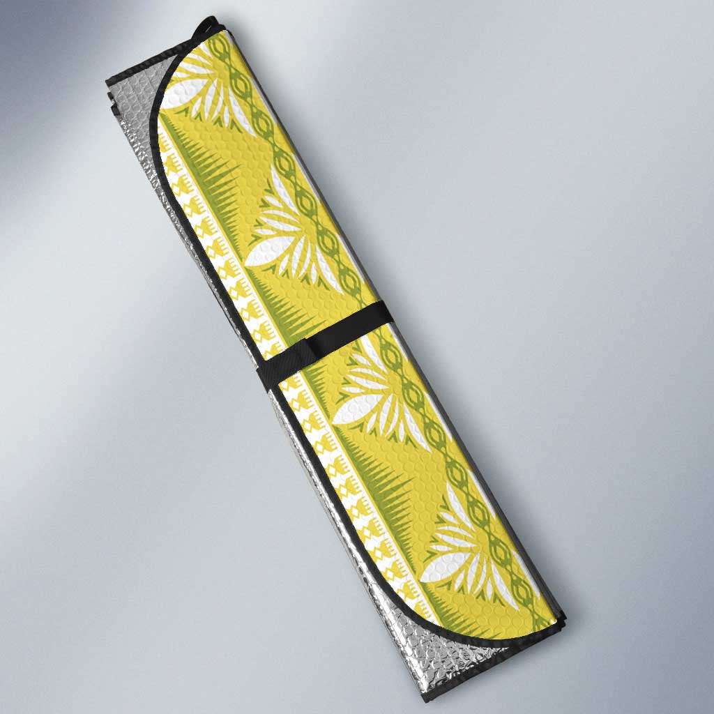 Fiji Masi All Yellow Auto Sun Shade Tapa Pattern - Polynesian Pride