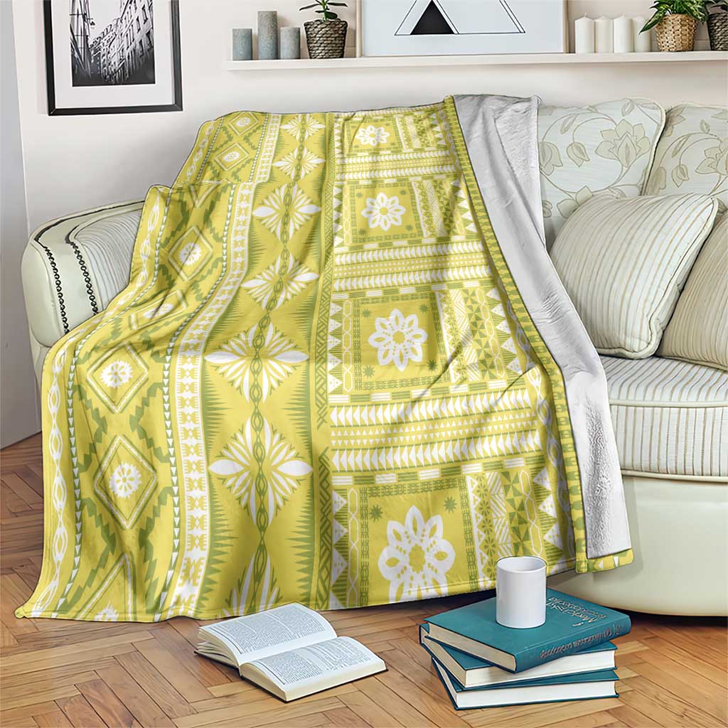 Fiji Masi All Yellow Blanket Tapa Pattern - Polynesian Pride