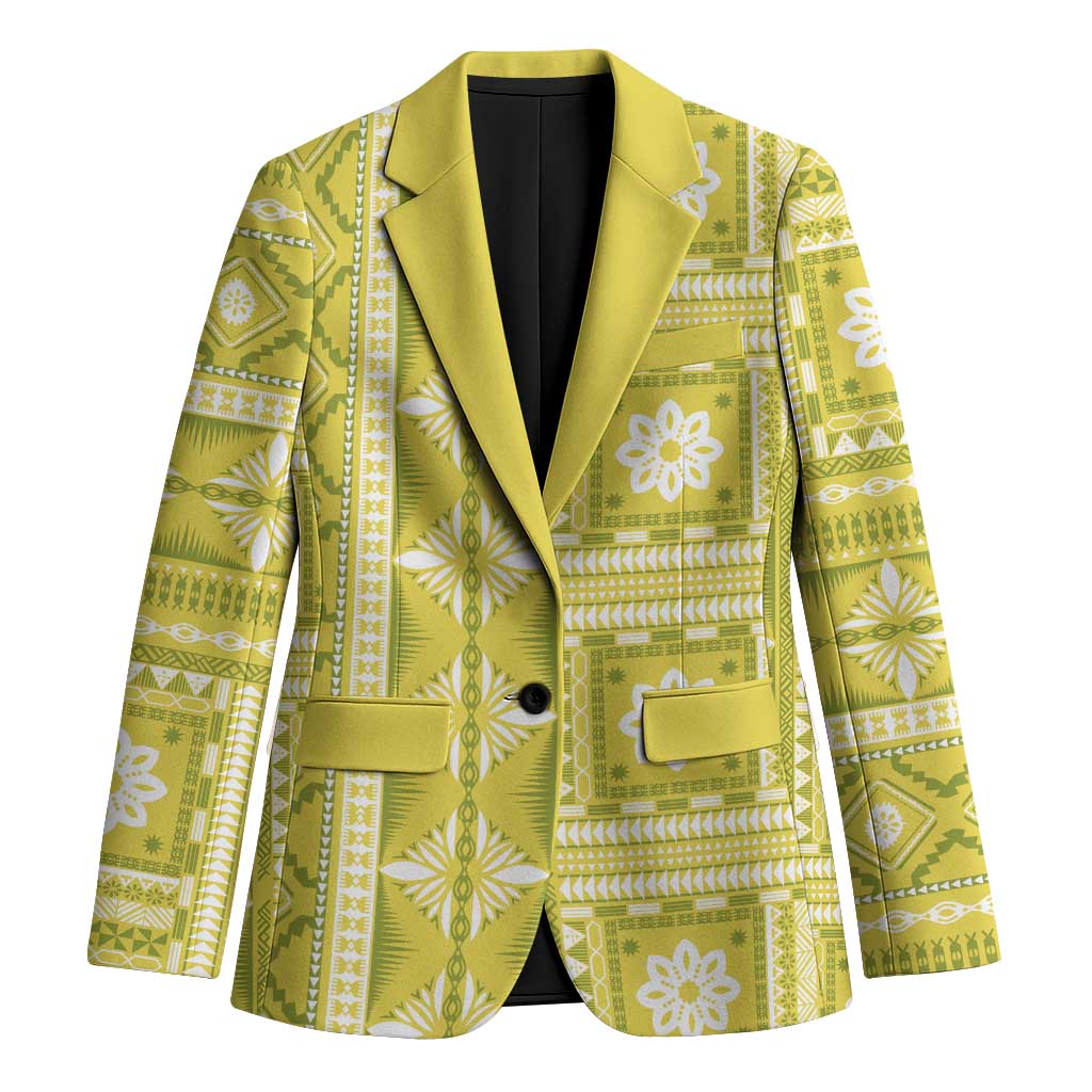 Fiji Masi All Yellow Blazer Tapa Pattern - Polynesian Pride