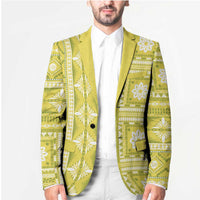 Fiji Masi All Yellow Blazer Tapa Pattern - Polynesian Pride