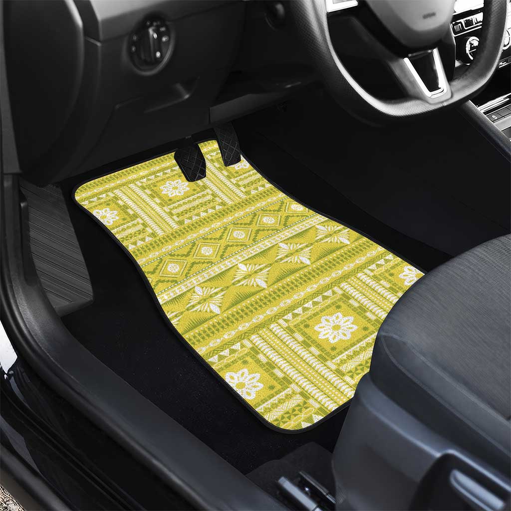Fiji Masi All Yellow Car Mats Tapa Pattern - Polynesian Pride