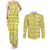 Fiji Masi All Yellow Couples Matching Tank Maxi Dress and Long Sleeve Button Shirt Tapa Pattern - Polynesian Pride