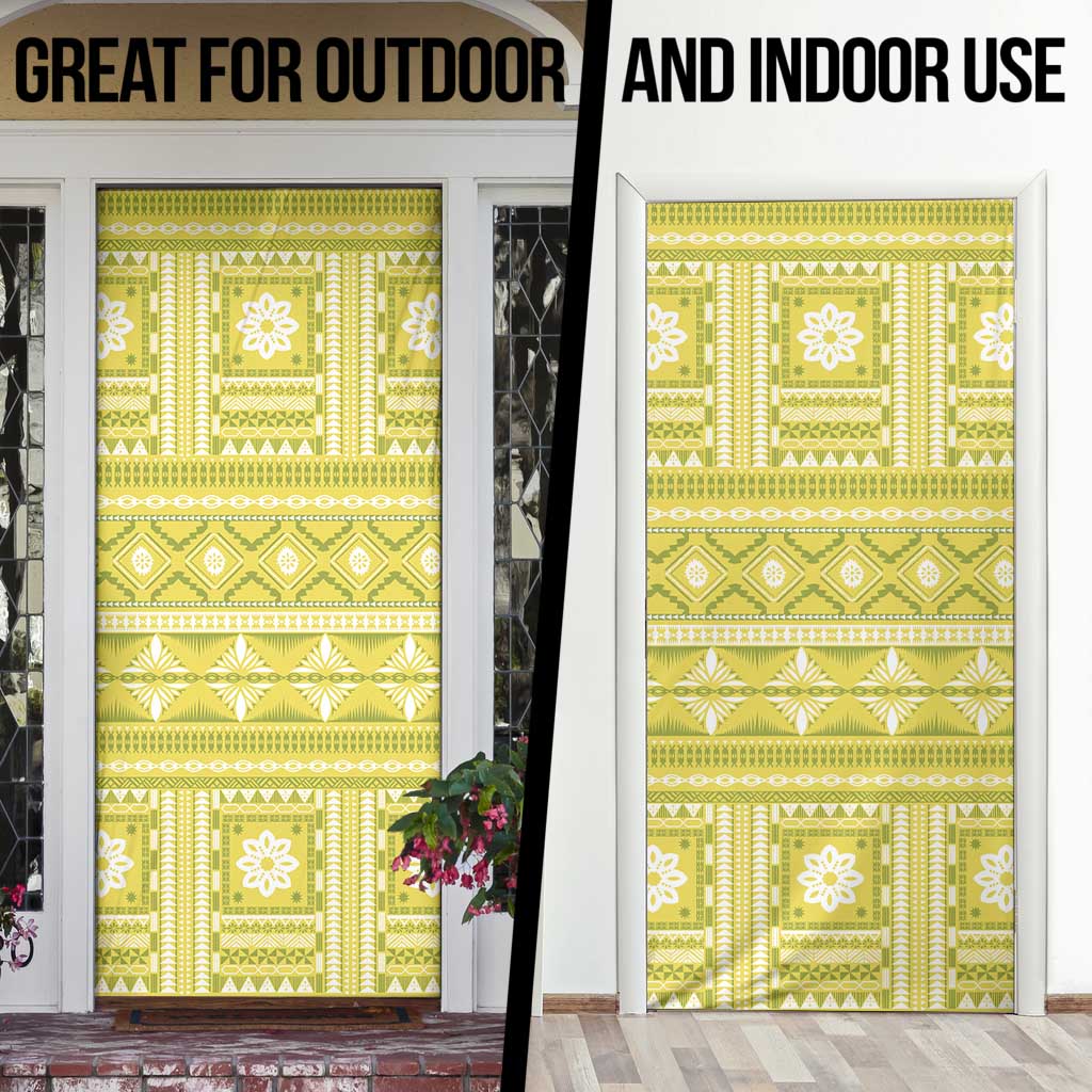 Fiji Masi All Yellow Door Cover Tapa Pattern - Polynesian Pride