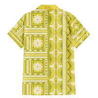 Fiji Masi All Yellow Family Matching Mermaid Dress and Hawaiian Shirt Tapa Pattern - Polynesian Pride