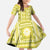 Fiji Masi All Yellow Family Matching Off The Shoulder Long Sleeve Dress and Hawaiian Shirt Tapa Pattern - Polynesian Pride