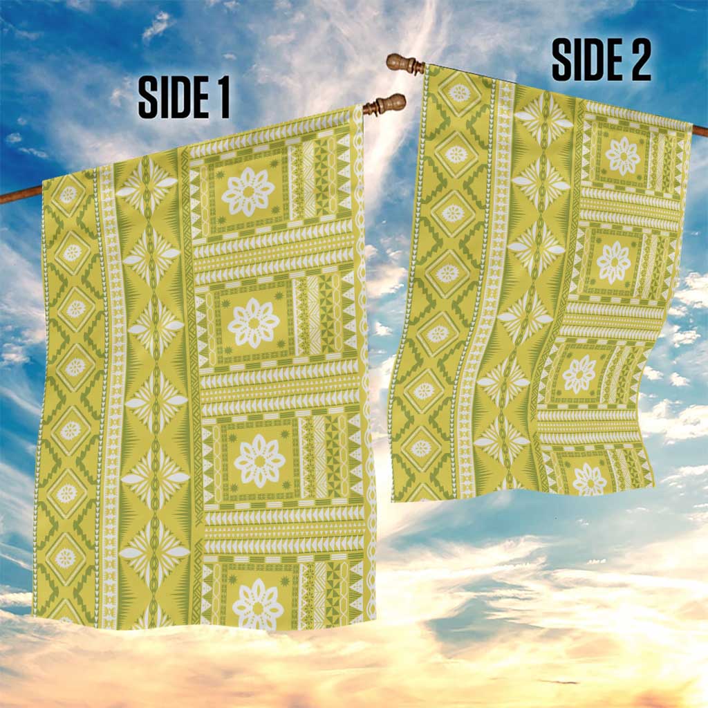 Fiji Masi All Yellow Garden Flag Tapa Pattern - Polynesian Pride