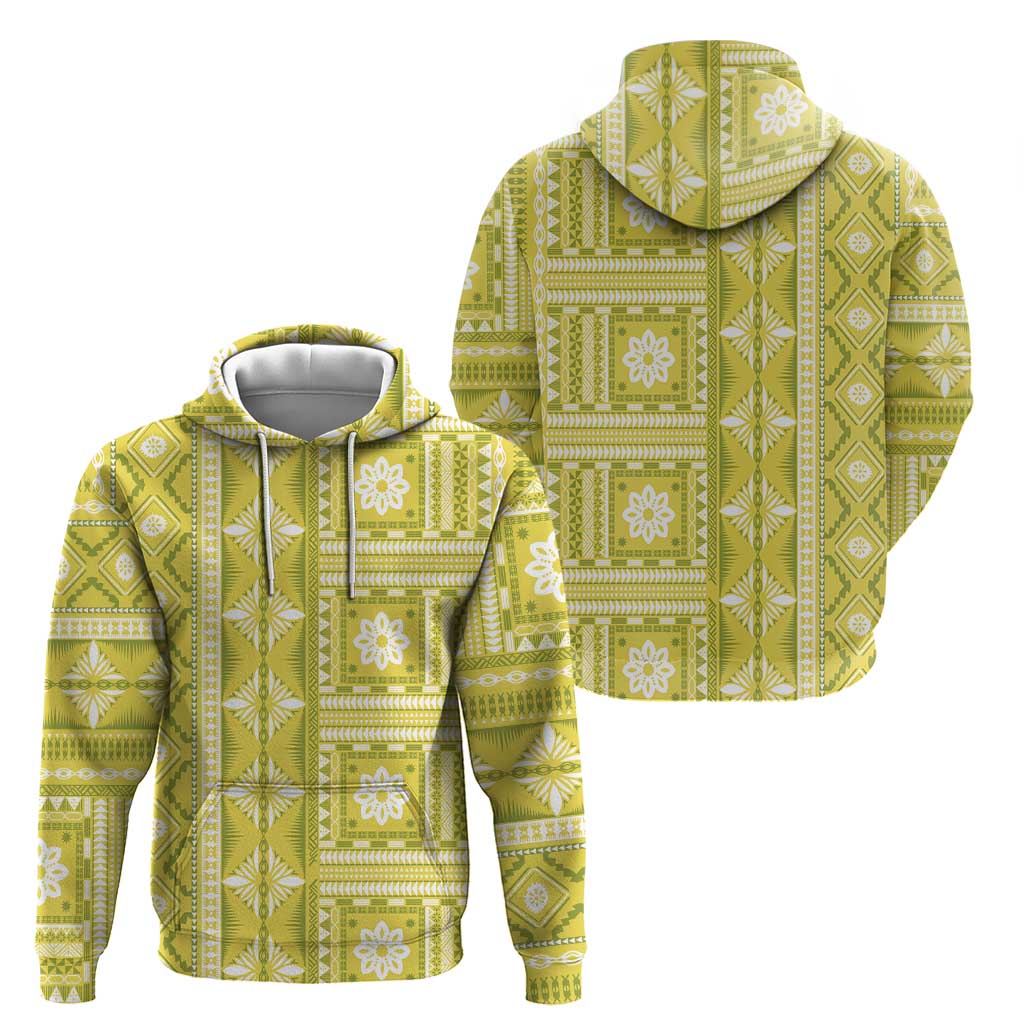 Fiji Masi All Yellow Hoodie Tapa Pattern - Polynesian Pride
