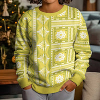 Fiji Masi All Yellow Kid Ugly Christmas Sweater Tapa Pattern - Polynesian Pride