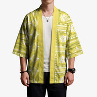 Fiji Masi All Yellow Kimono Tapa Pattern - Polynesian Pride
