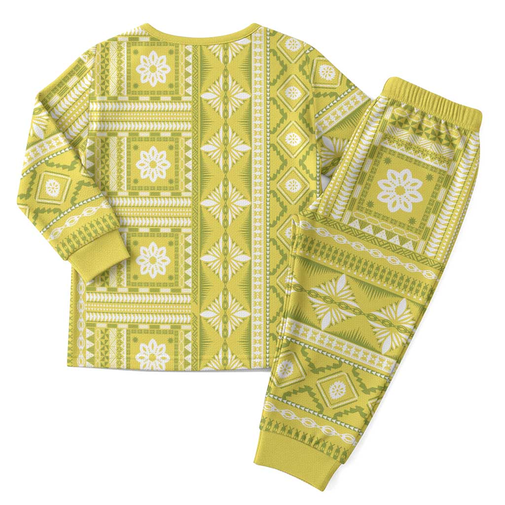 Fiji Masi All Yellow Christmas Pajama Set Tapa Pattern - Polynesian Pride