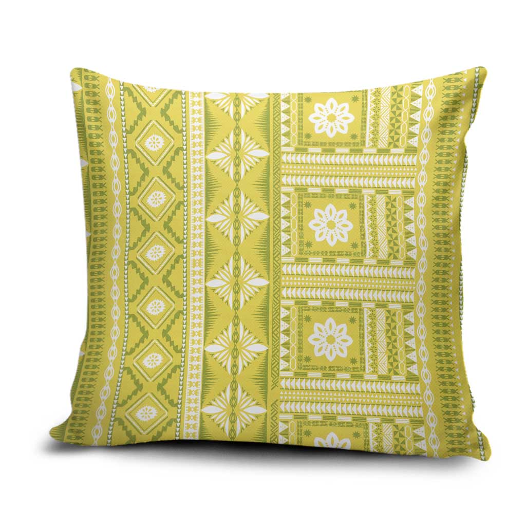 Fiji Masi All Yellow Pillow Cover Tapa Pattern - Polynesian Pride