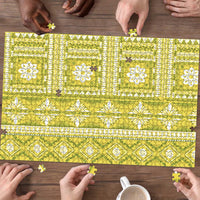 Fiji Masi All Yellow Puzzle Tapa Pattern - Polynesian Pride