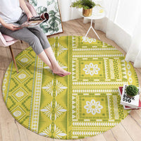 Fiji Masi All Yellow Round Carpet Tapa Pattern - Polynesian Pride