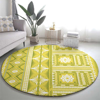 Fiji Masi All Yellow Round Carpet Tapa Pattern - Polynesian Pride