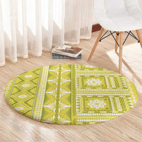 Fiji Masi All Yellow Round Carpet Tapa Pattern - Polynesian Pride