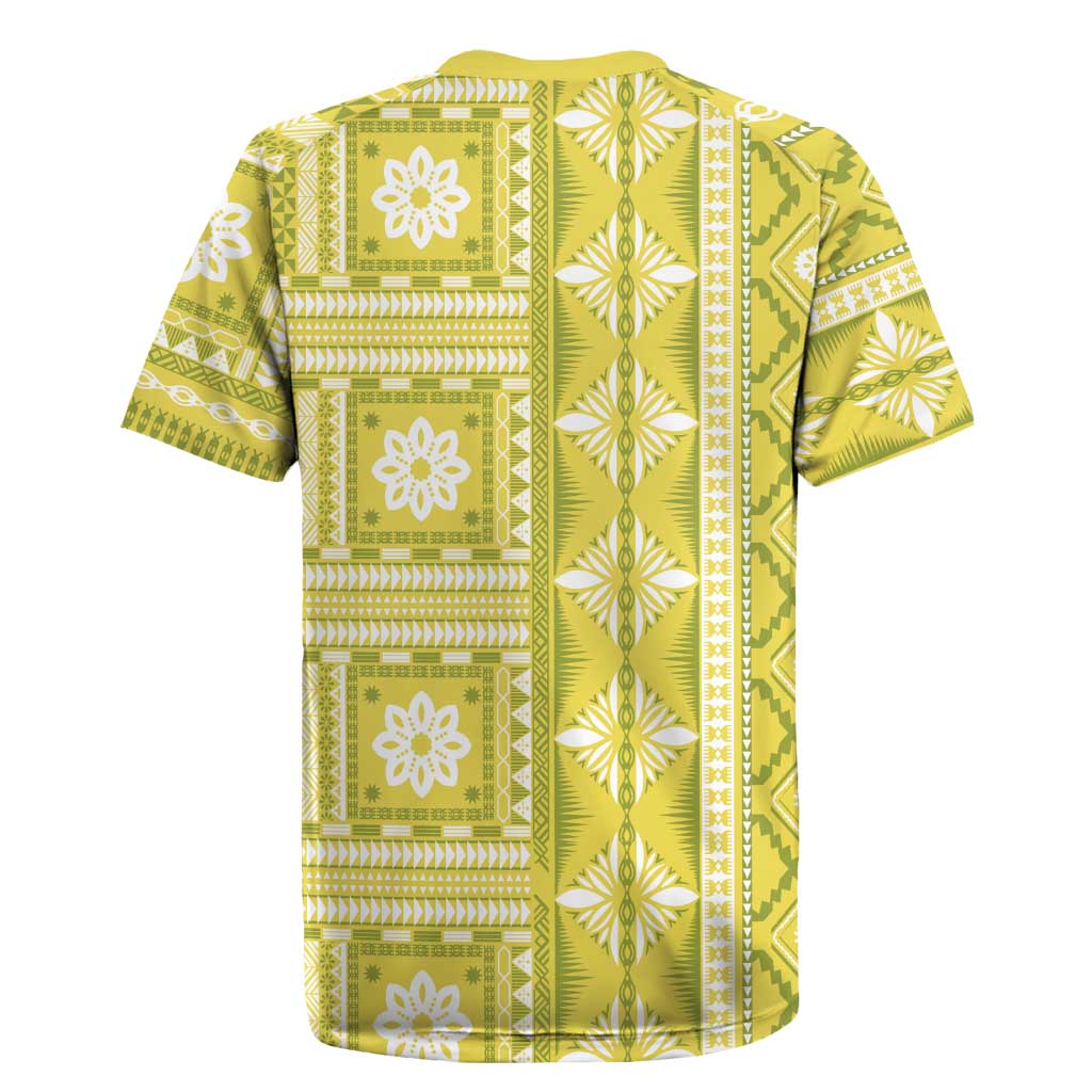 Fiji Masi All Yellow Rugby Jersey Tapa Pattern - Polynesian Pride
