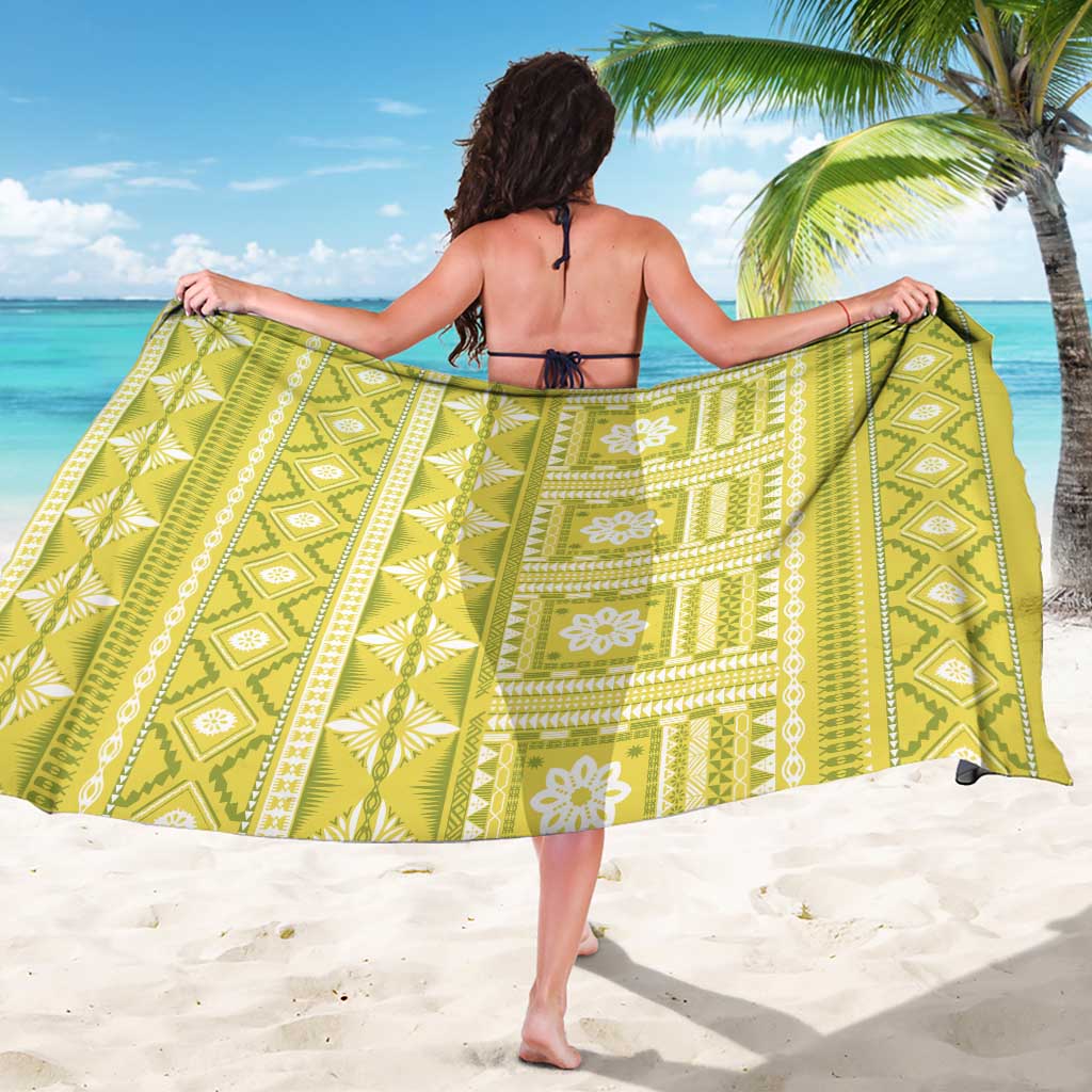 Fiji Masi All Yellow Sarong Tapa Pattern - Polynesian Pride
